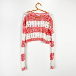 Abercrombie & Fitch Vintage y2k Pink White Stripe Sweater Cropped Size Medium